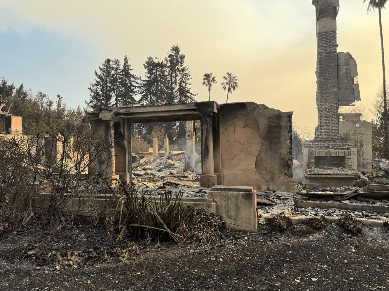 The same front of the house after the fire. Everything physically gone.